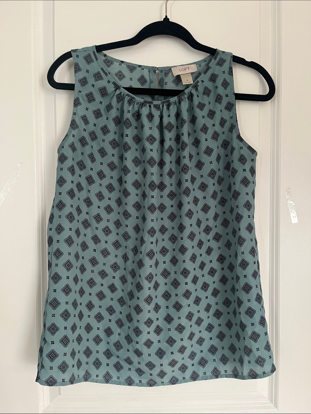LOFT Printed Sleeveless Shell Top - Seafoam
